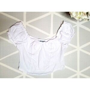 Maiden Vibe White Ditzy Stretch Crop Bra Top Medium Y2K Festival Fairy Baddie